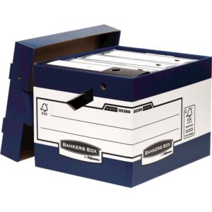 Κουτί Αποθήκευσης Fellowes Bankers Box® System Heavy Duty ERGO-Box™ – 0038801 – Μπλε/Λευκό | Βραβευμένη Εργονομία FIRA, Στοιβάζεται 6 Κουτιά | Πωλείται σε Κιβώτιο 10 Τεμαχίων