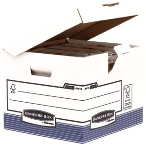 Κουτί Αποθήκευσης Fellowes Bankers Box® System Flip Top Cube – 0021601 – Λευκό/Μπλε | Χωράει 4 Κουτιά Μεταφοράς | Πωλείται σε Κιβώτιο 10 Τεμαχίων