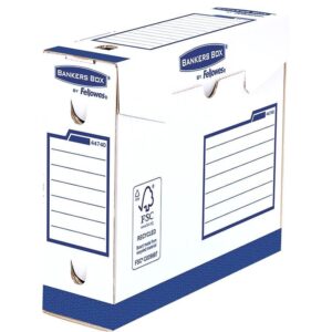 Κουτί Μεταφοράς Fellowes Bankers Box®-4474002- Heavy Duty A4+ 80mm — Συσκευασία 20 Τεμαχίων Ασπρο Μπλε